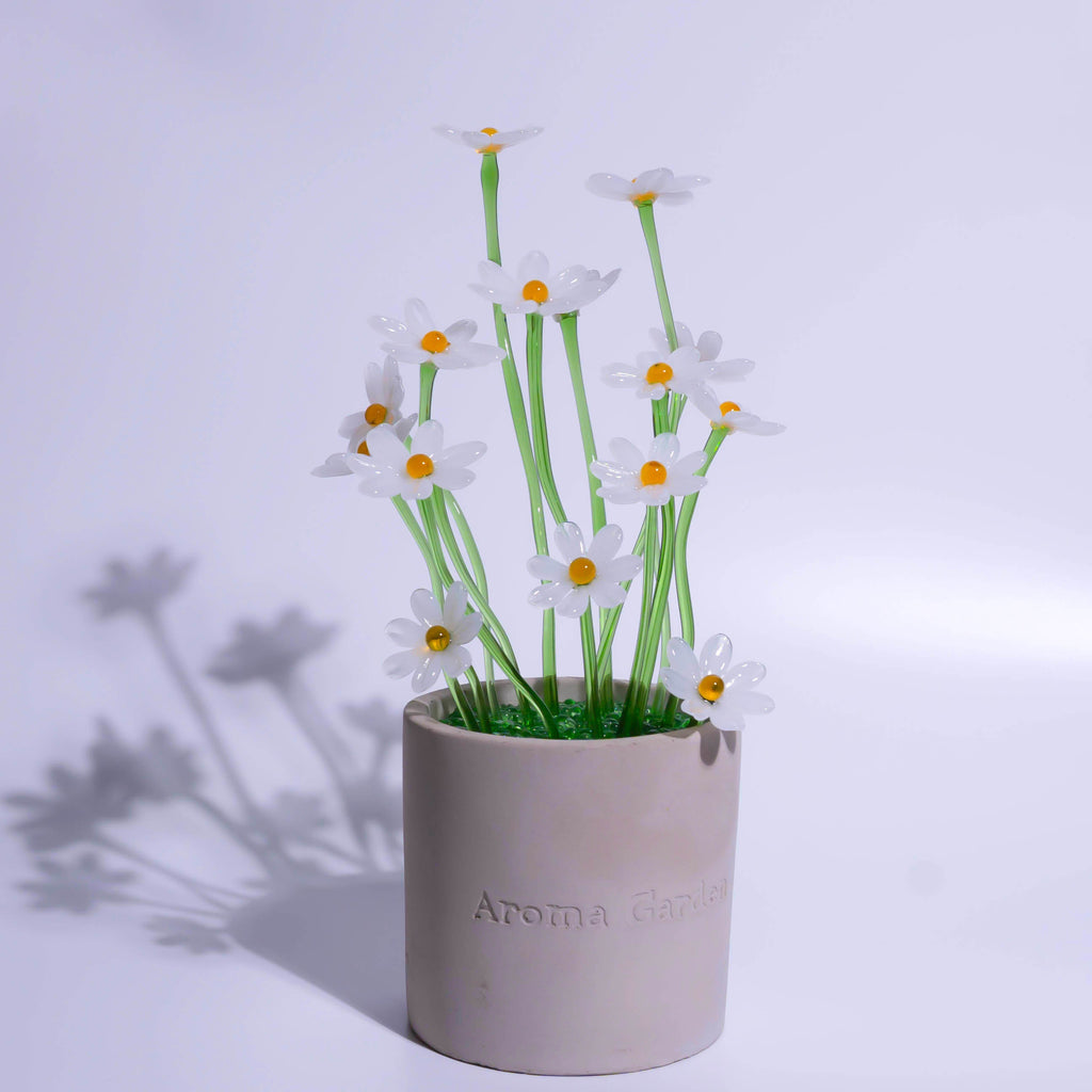 White Liuli Crystal Daisy Bonsai（Vitality and Hope）