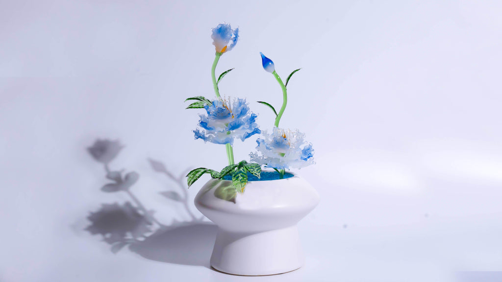 Blue Liuli Crystal Peony Bonsai（Multi-Element Energy）