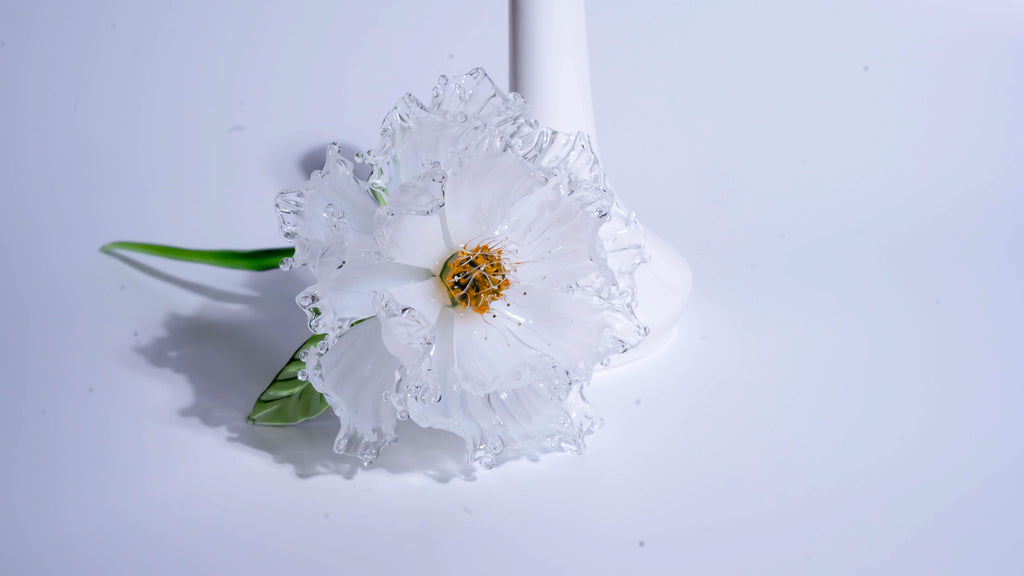 White Liuli Crystal Peony（Business Thriving）