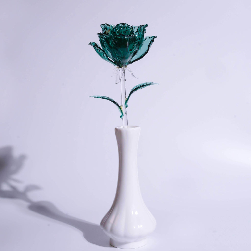 Dark Green Liuli Crystal Rose （Love and Communication）