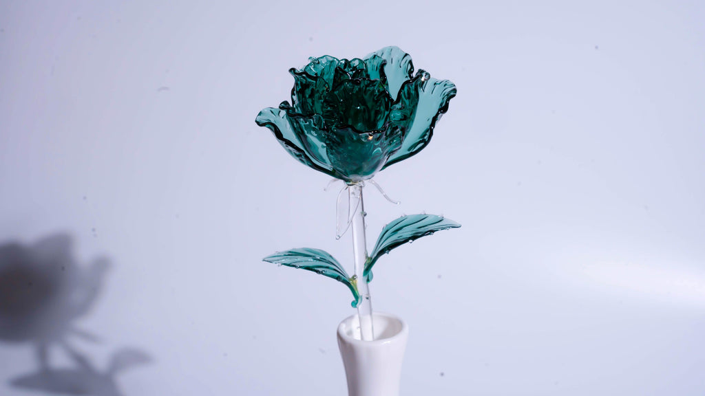 Dark Green Liuli Crystal Rose （Love and Communication）