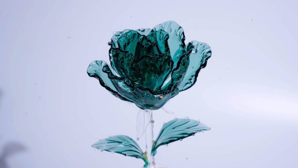 Dark Green Liuli Crystal Rose （Love and Communication）