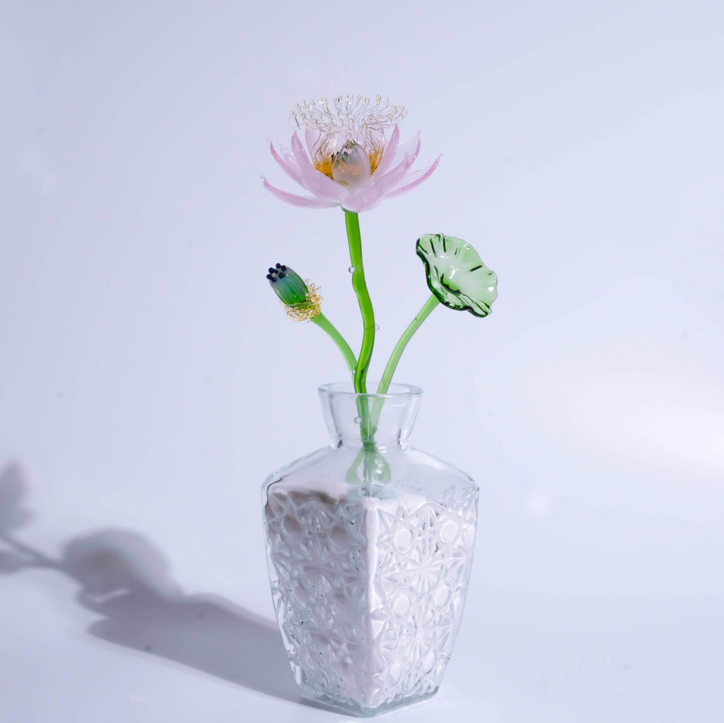 Pink LiuLi Crystal Lotus（Health and Longevity）