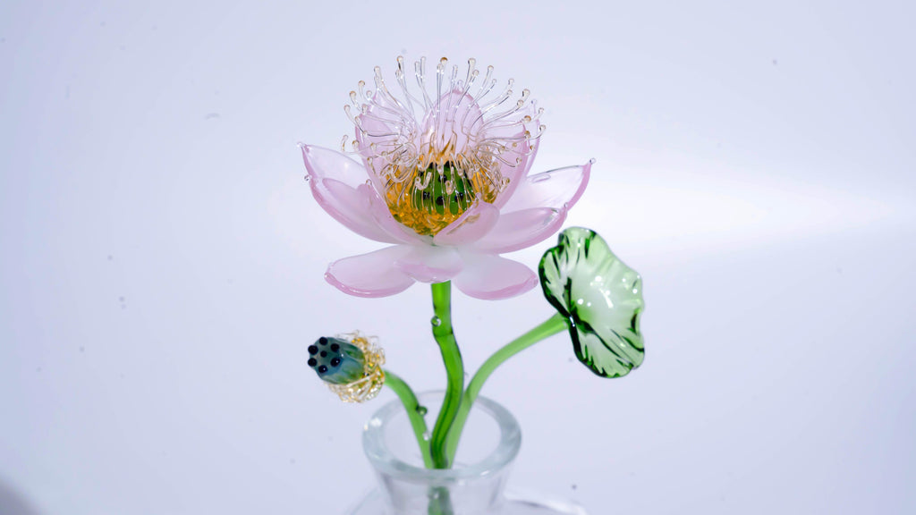 Pink LiuLi Crystal Lotus（Health and Longevity）