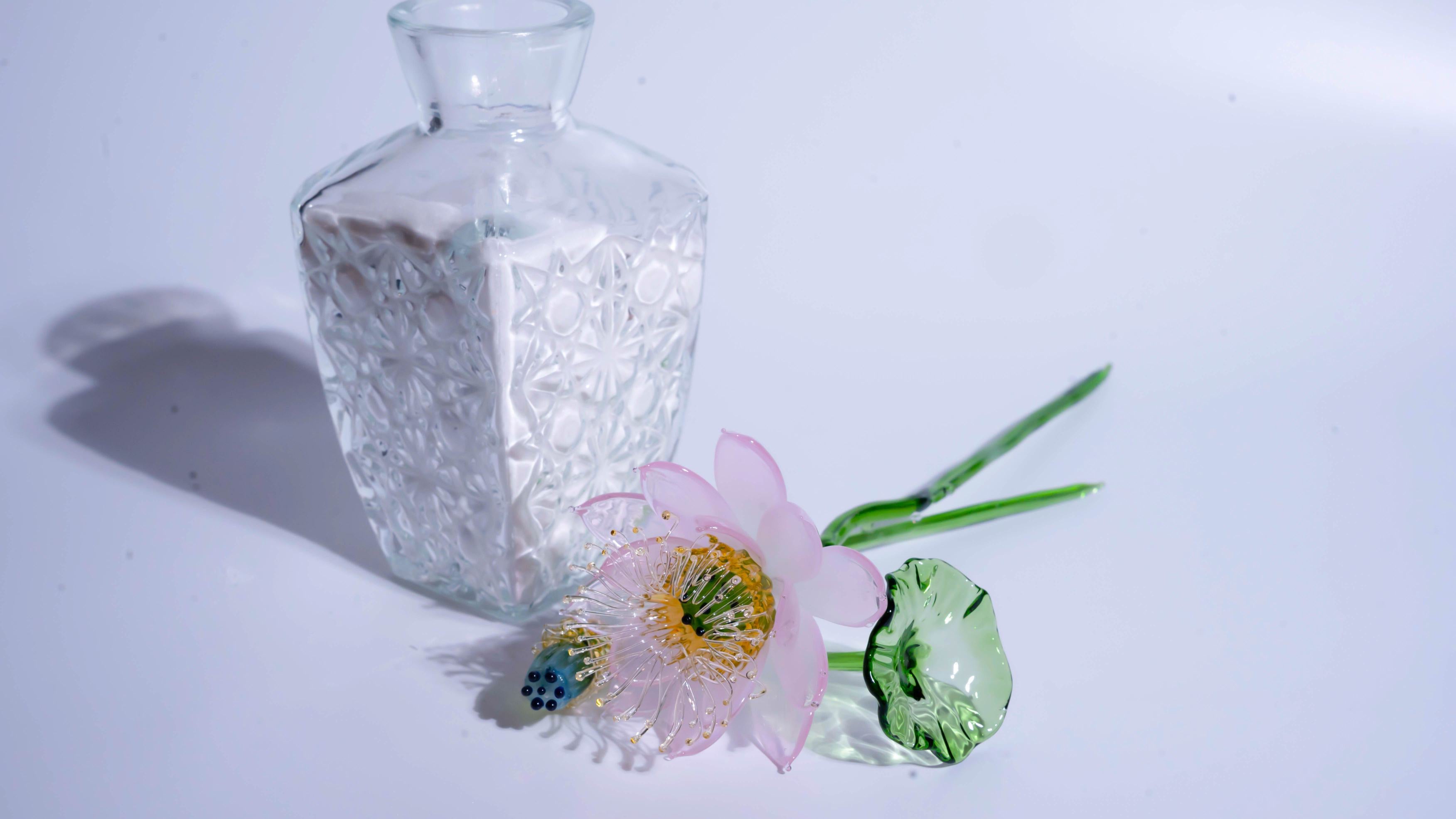 Pink LiuLi Crystal Lotus（Health and Longevity）