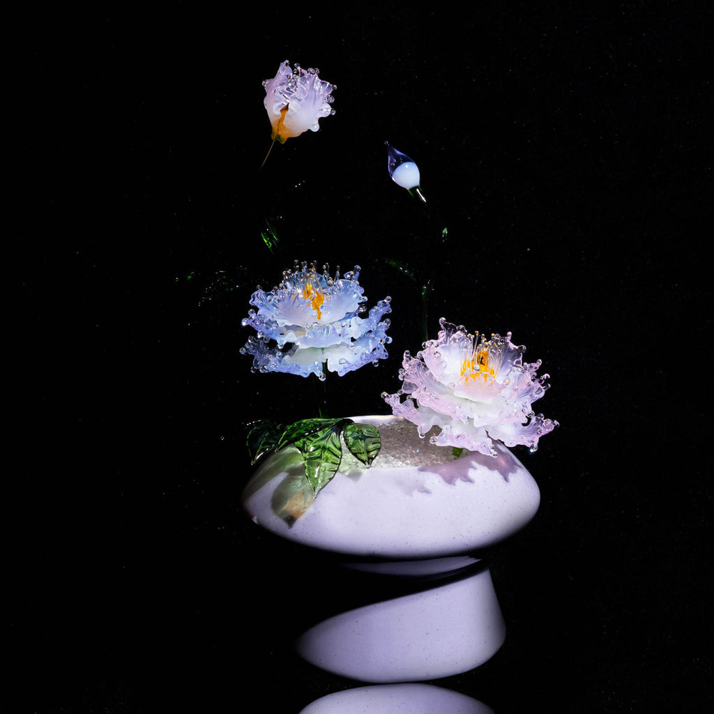 Purple-Pink Liuli Crystal Peony Bonsai（Multi-Element Energy）