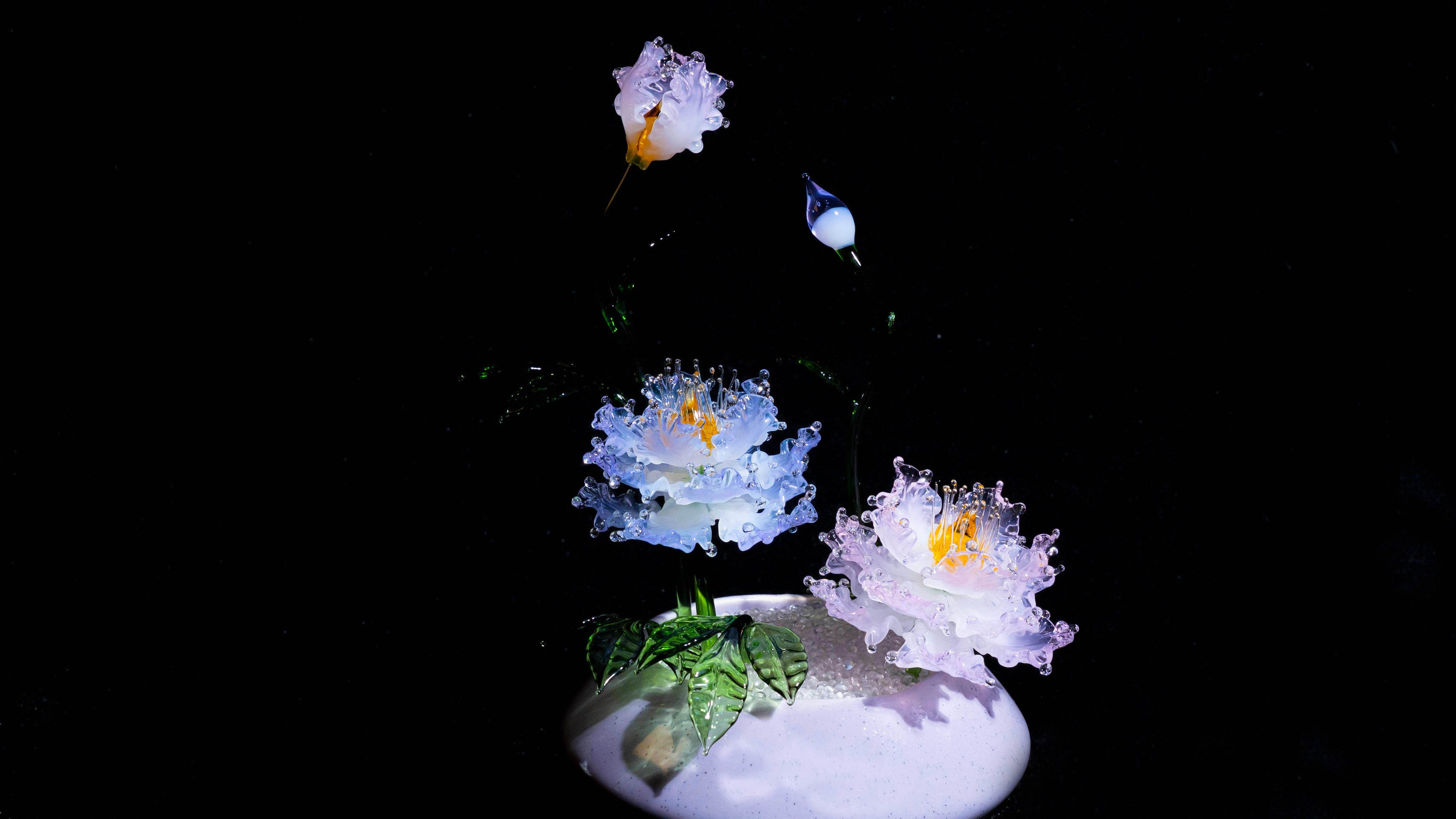 Purple-Pink Liuli Crystal Peony Bonsai（Multi-Element Energy）