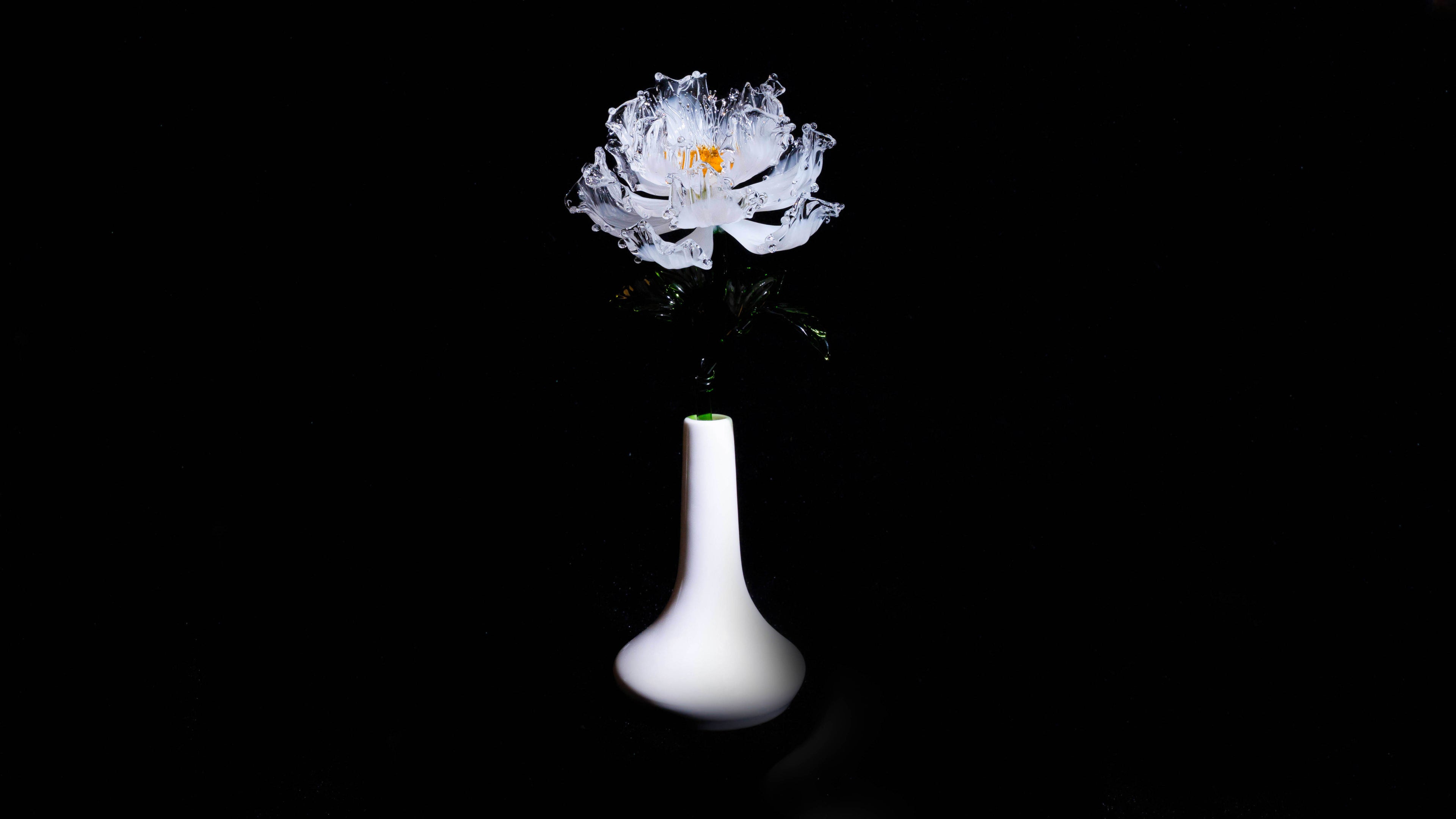 White Liuli Crystal Peony（Business Thriving）