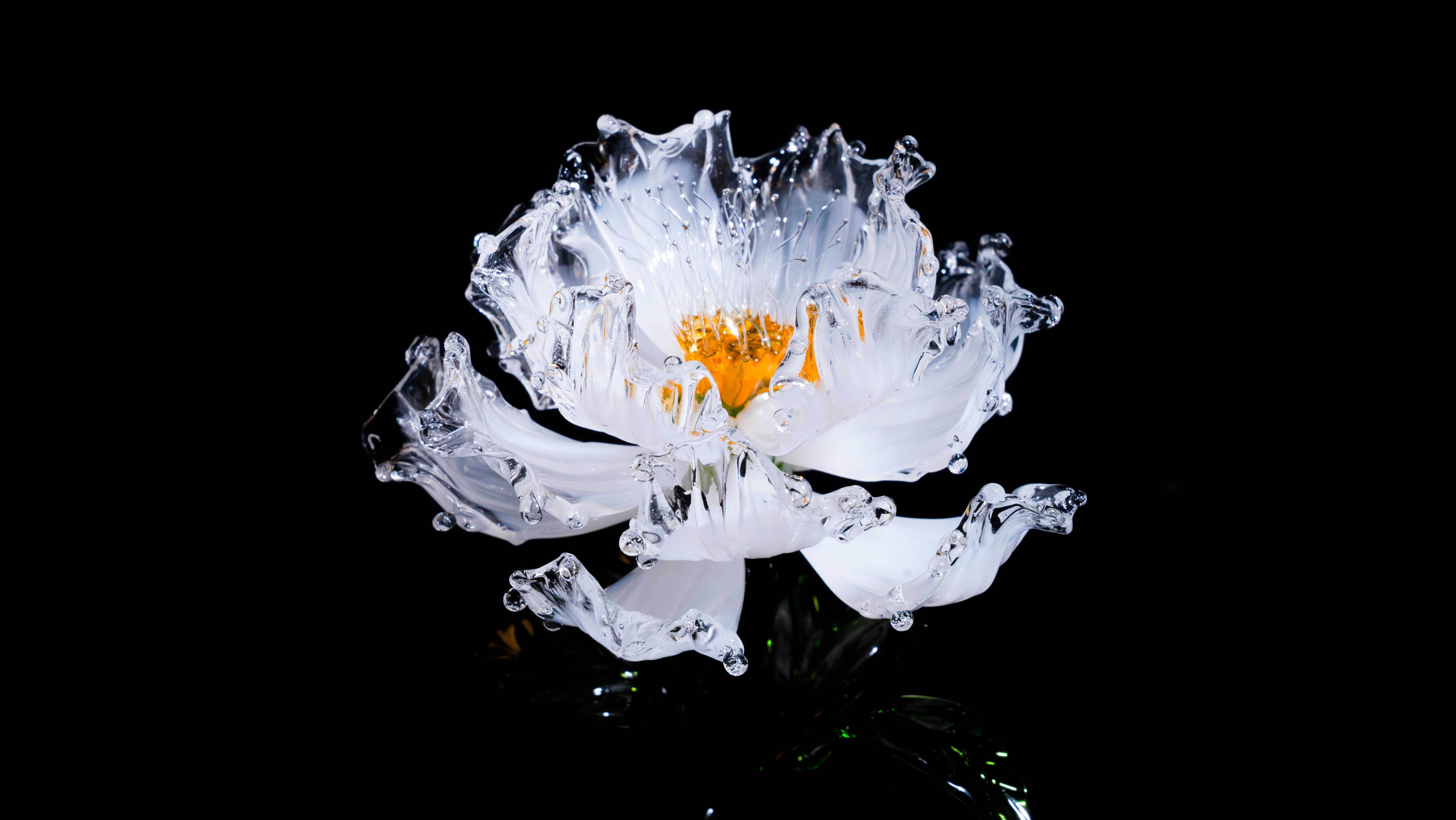 White Liuli Crystal Peony（Business Thriving）