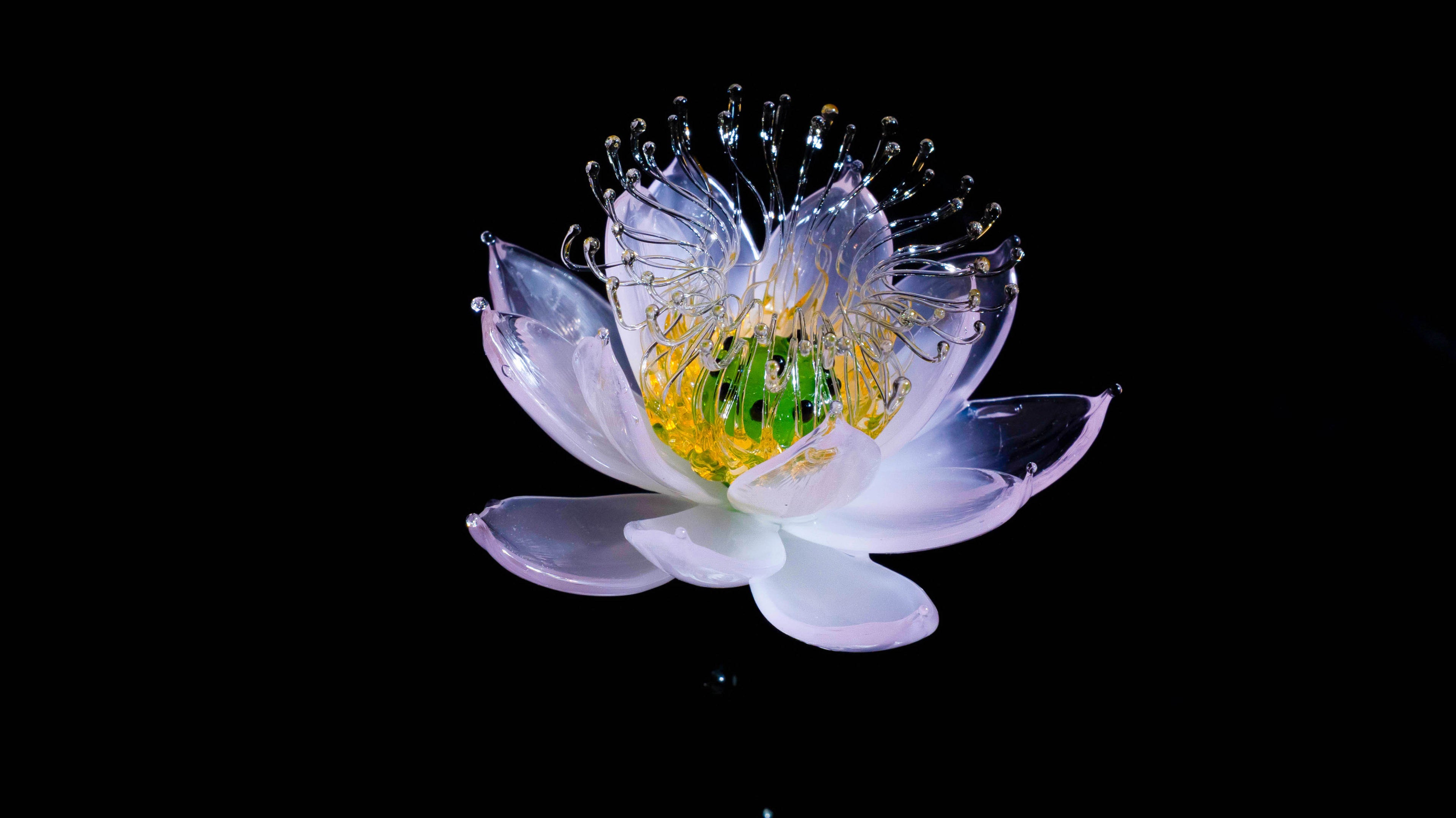 Pink LiuLi Crystal Lotus（Health and Longevity）