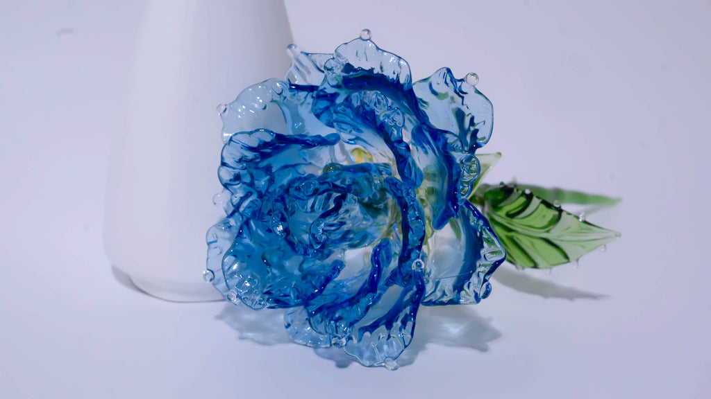 Blue Liuli Crystal Rose （Love and Communication）