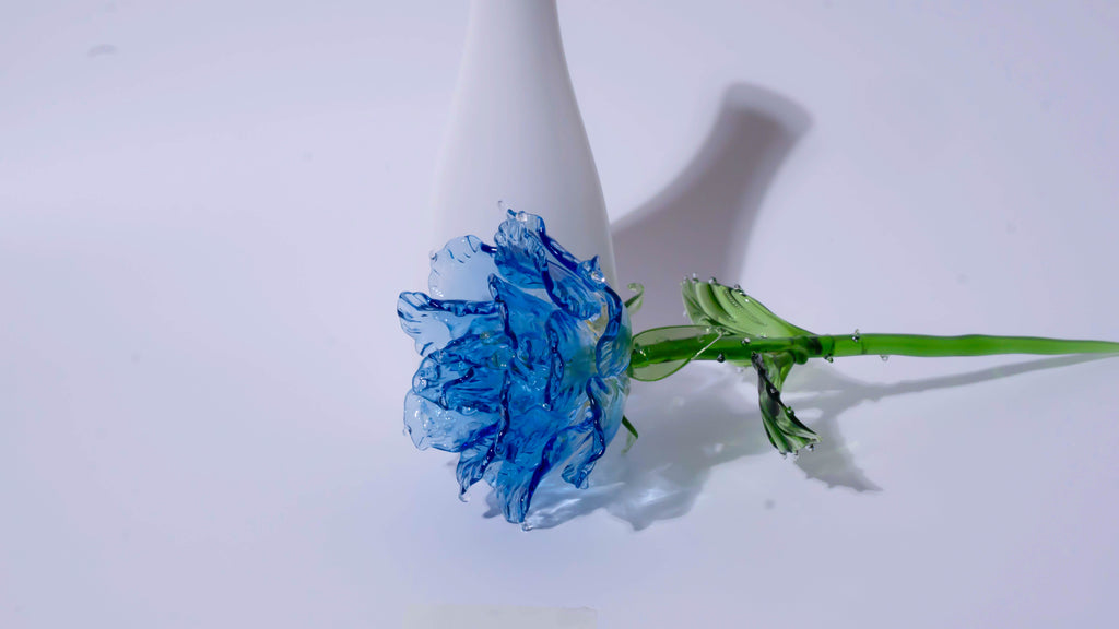 Blue Liuli Crystal Rose （Love and Communication）