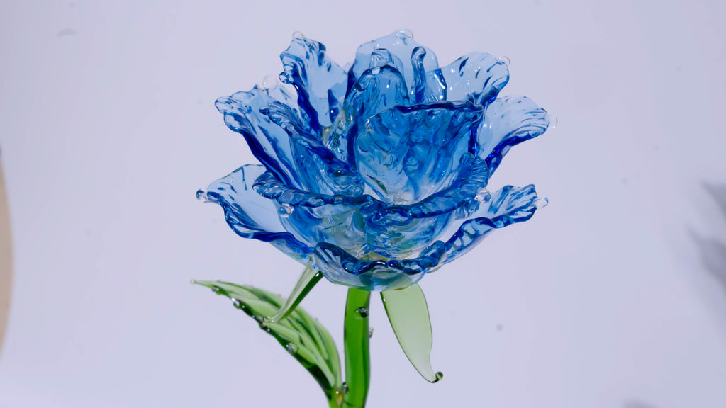 Blue Liuli Crystal Rose （Love and Communication）