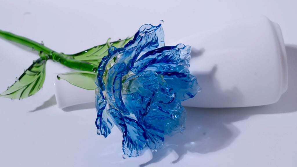 Blue Liuli Crystal Rose （Love and Communication）