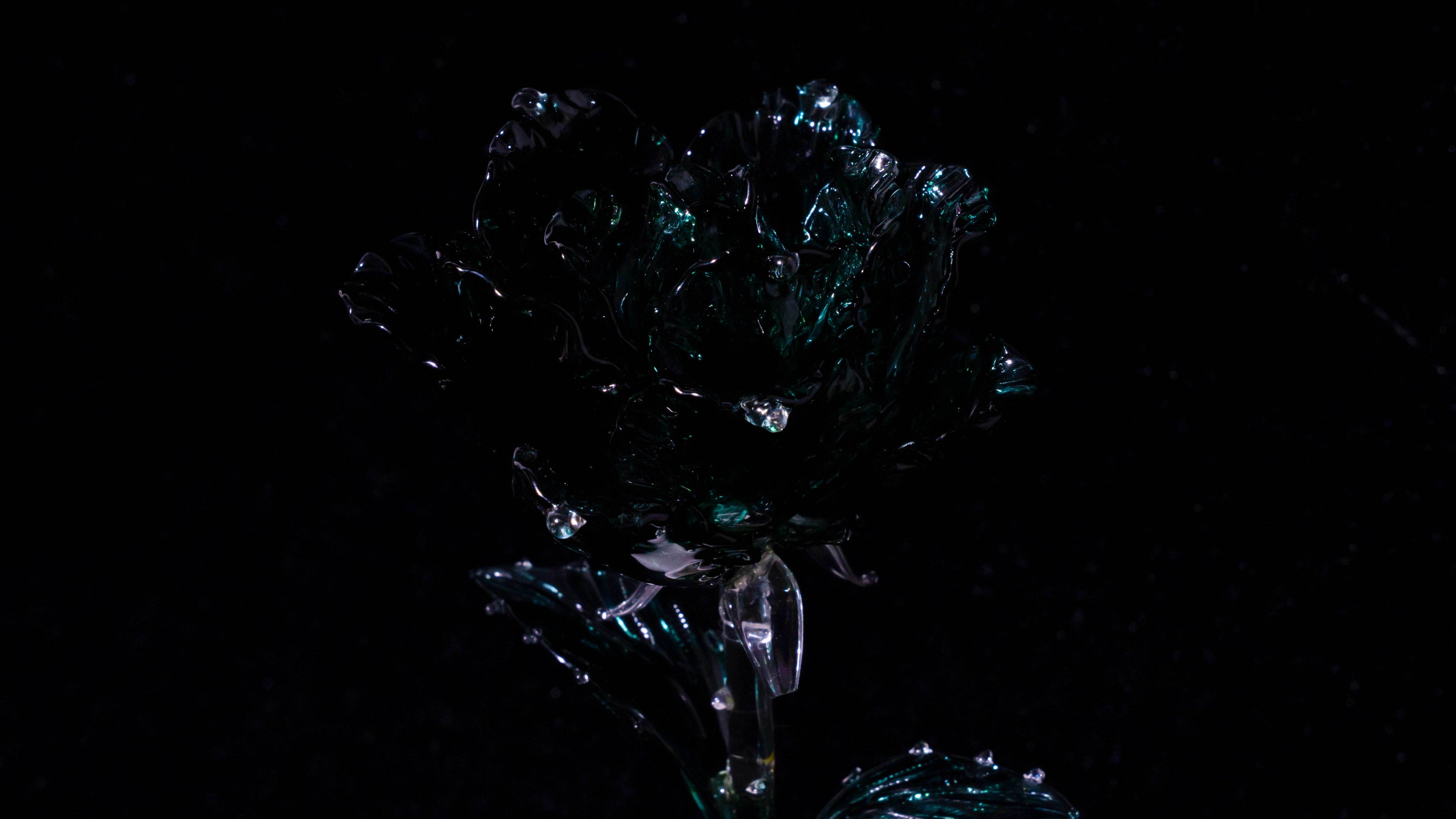 Dark Green Liuli Crystal Rose （Love and Communication）