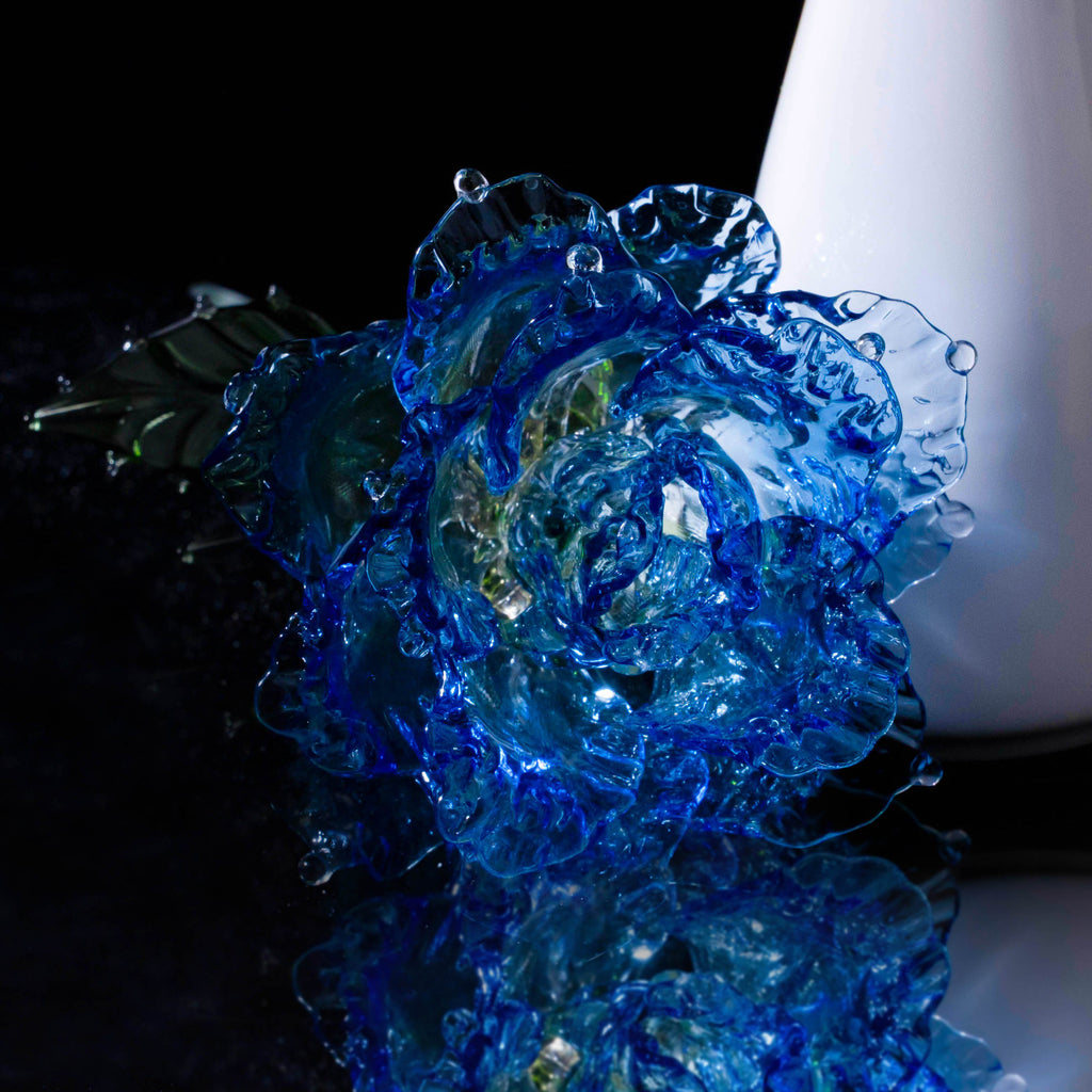 Blue Liuli Crystal Rose （Love and Communication）